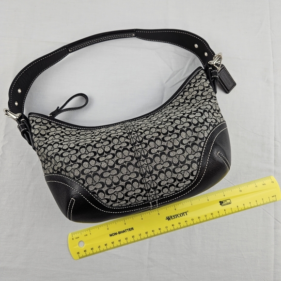 Coach hobo black gray purse with dust bag - Picture 9 of 15